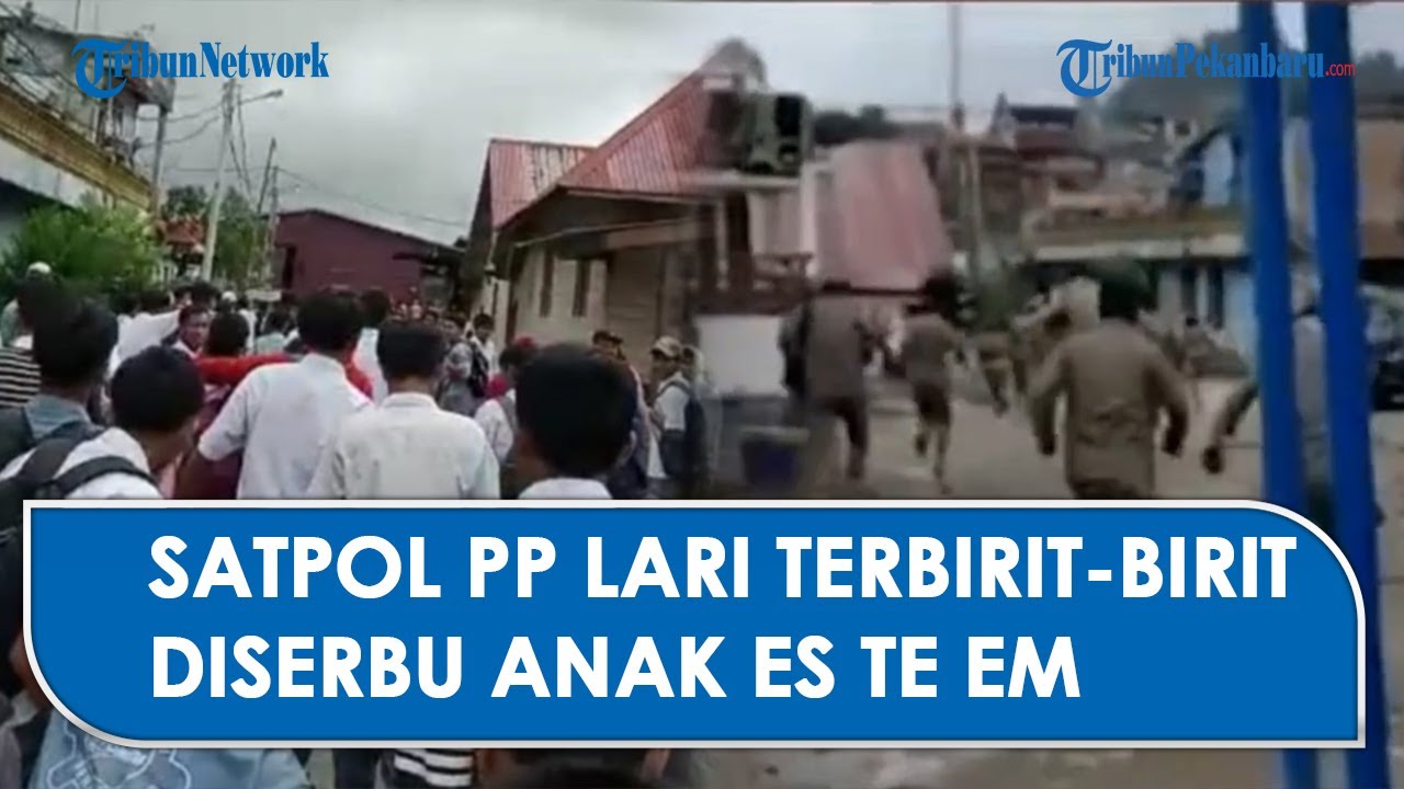 Detik-detik Satpol PP Lari Terbirit-Birit Diserbu Anak STM Satu Sekolahan