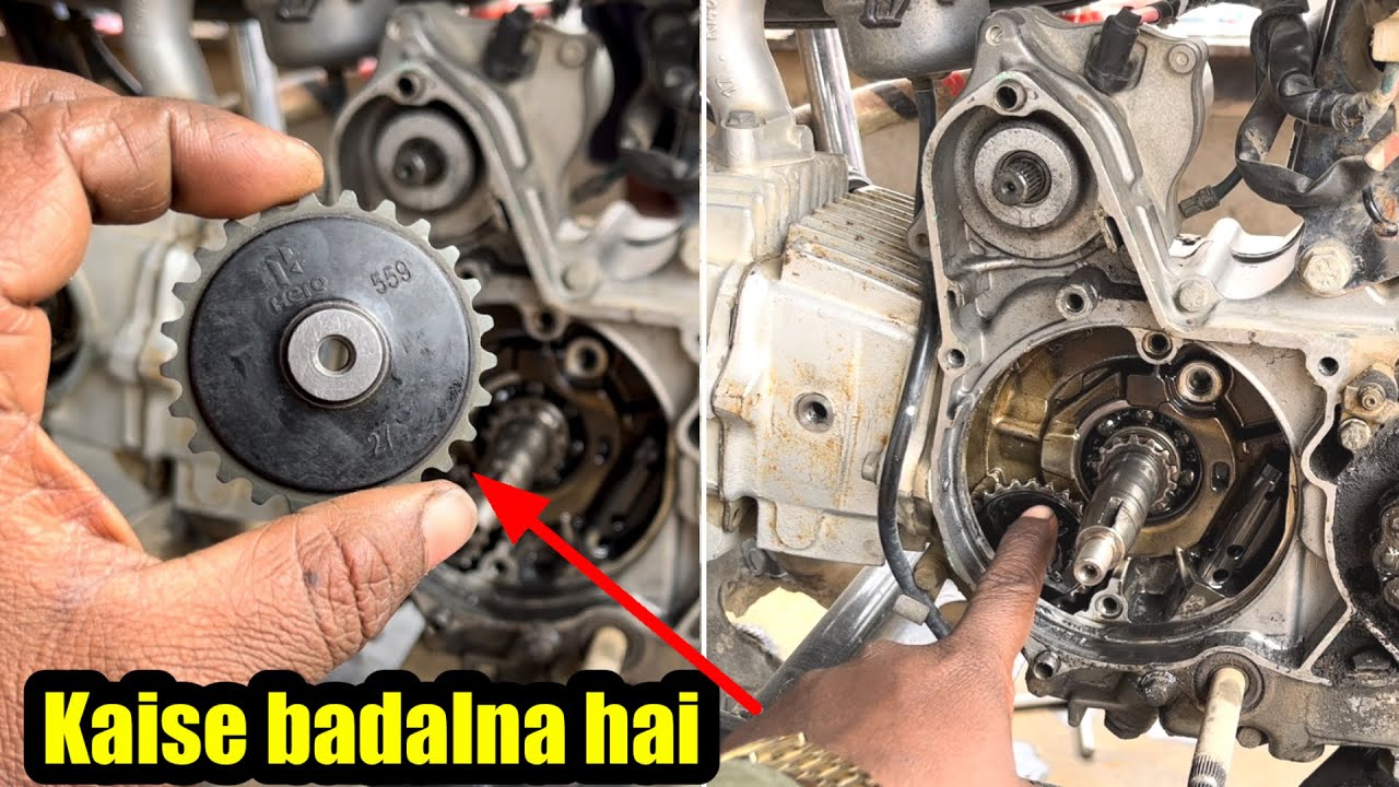 Oil pump ka spoket kaise badlen hero Honda splendour bike how to fitting timing chain