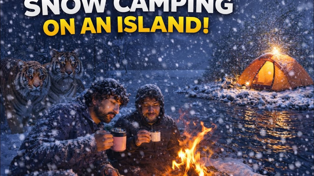 LIVE Snowfall ❄️ | Island Par Night Camping 😱 (Life Risk Experience)