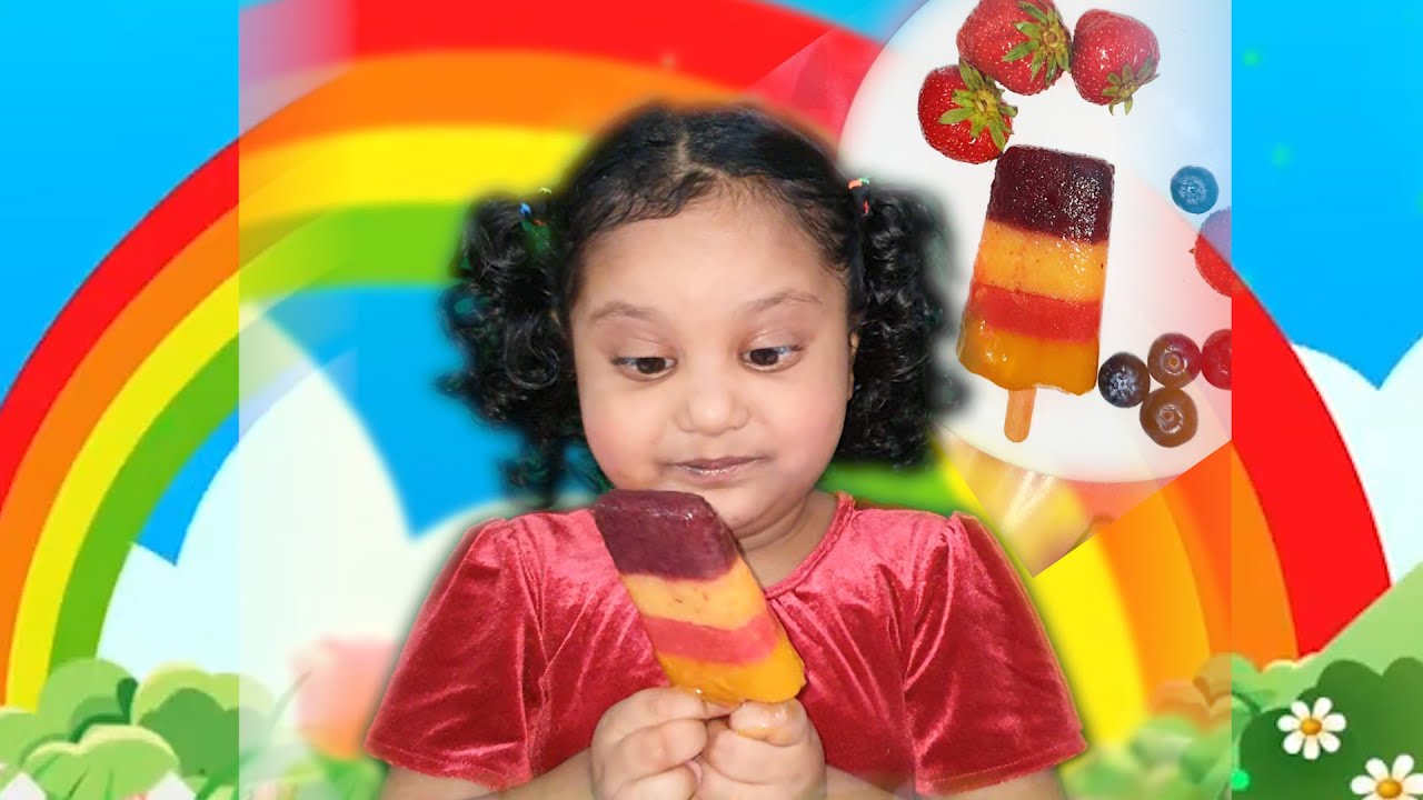 100% FRUITTY RAINBOW POPSICLE !! Natural Frozen Treats!!