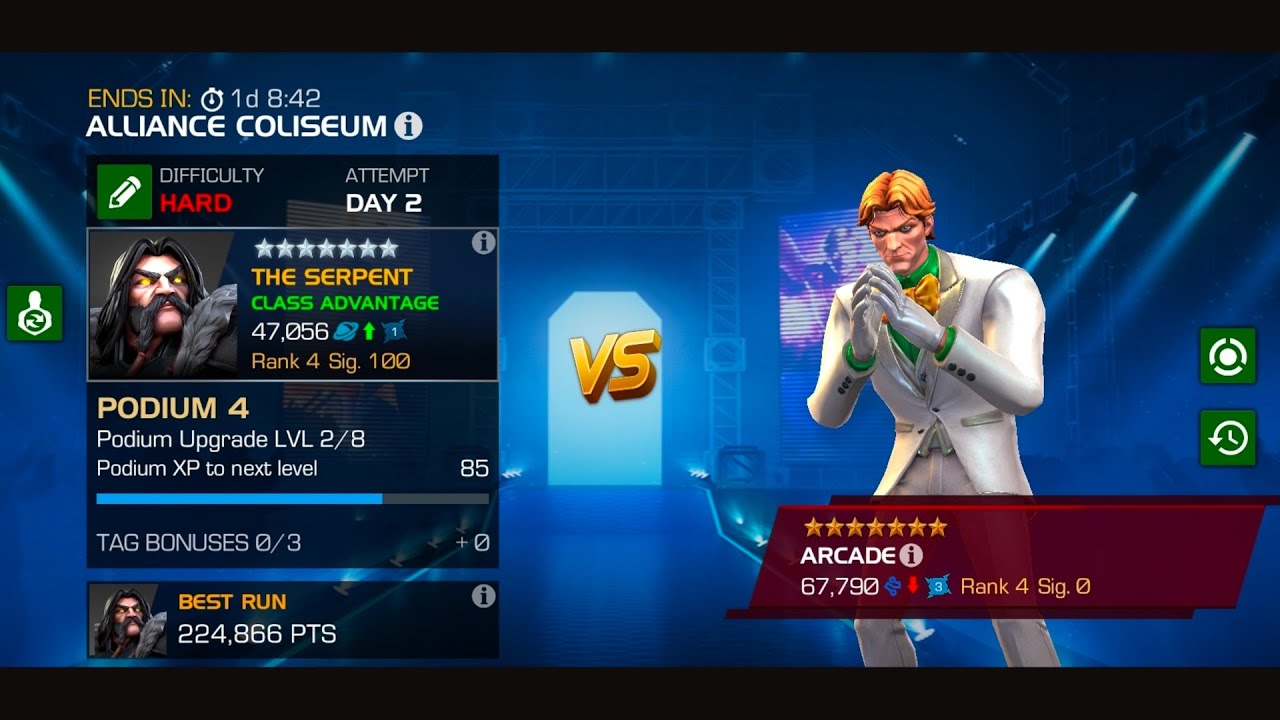 The Serpent vs Alliance Coliseum Arcade - Marvel Contest of Champions