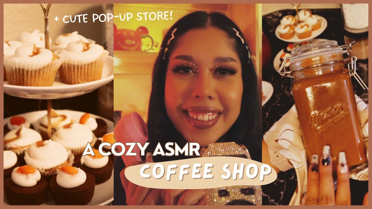 ASMR | ☕️ A COZY ASMR COFFEE SHOP (barista & customer pov) + cute fall themed pop-up store!🍂