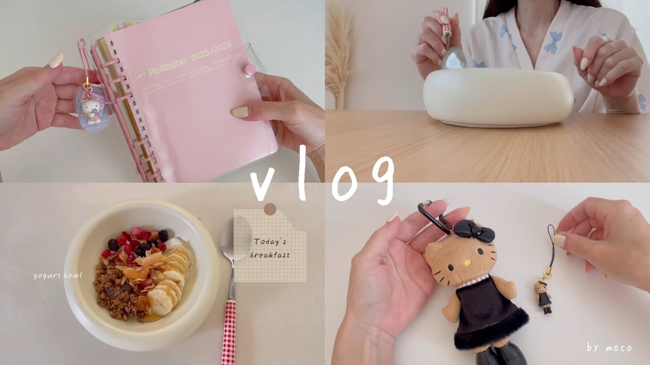 【vlog】とある日の日常|ロルバーンをカスタムする📒|購入品紹介（キティストラップ、文具etc..）|おうちごはん🍚