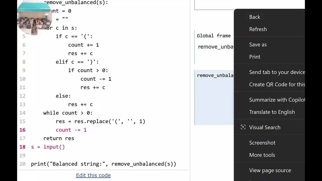Strings in python Execution flow Using Python Tutor