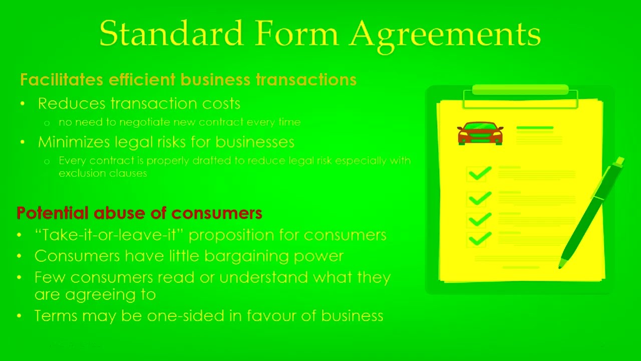 Contract Terms:  Part B - Standard Form Agreements, Exclusion Clauses