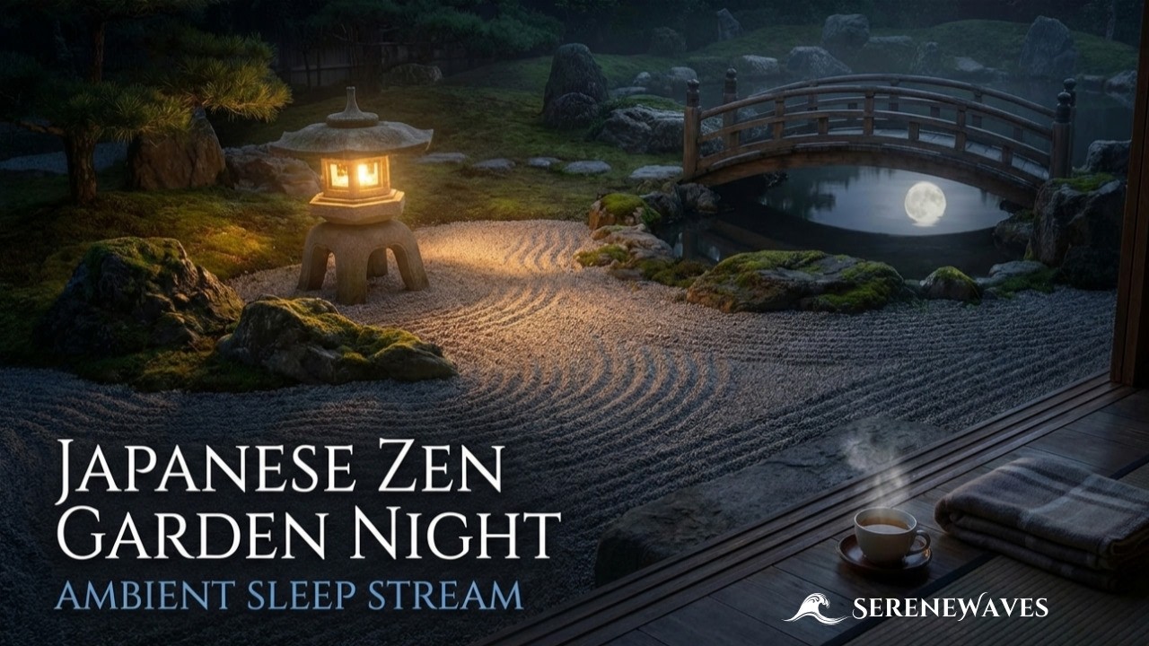 Japanese Zen Garden Night 🌙 Водные звуки и бамбук | Deep Sleep Ambient Stream[ Нет объявлений]