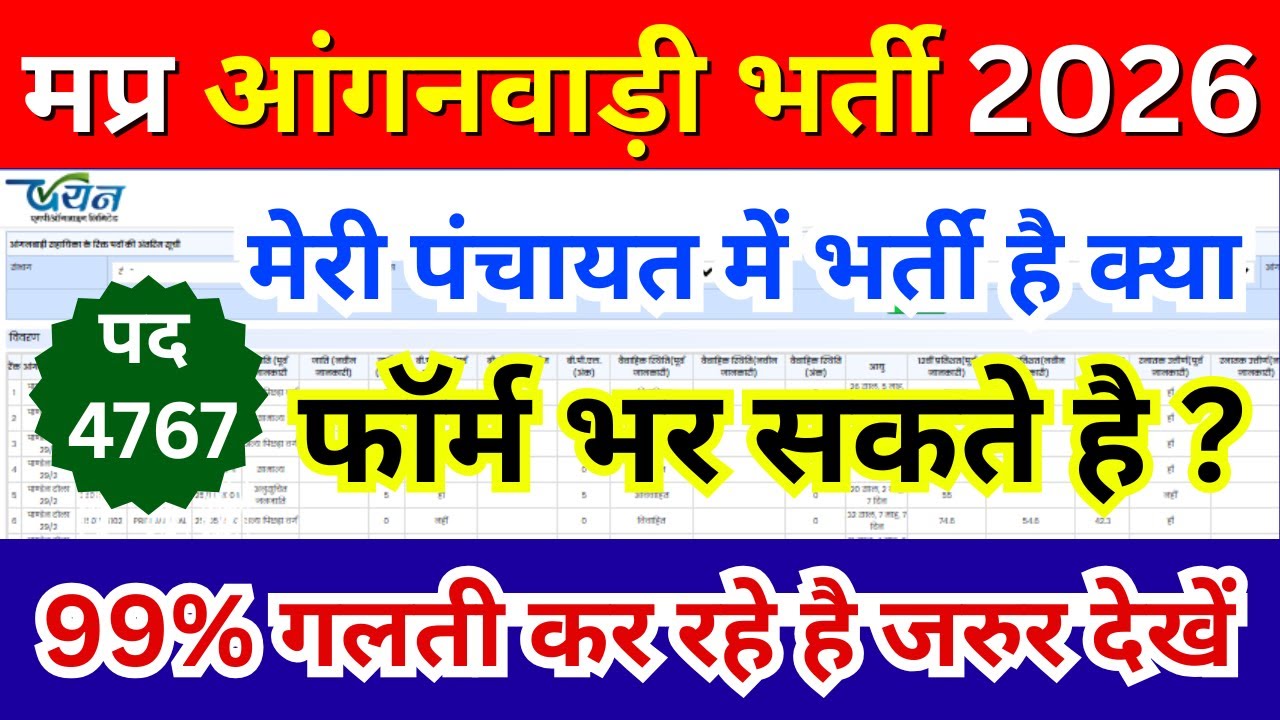 MP Anganwadi Bharti 2026 🔥 4767 पद | मेरी पंचायत मे भर्ती है फॉर्म भर सकते है क्या? | MP New Vacancy