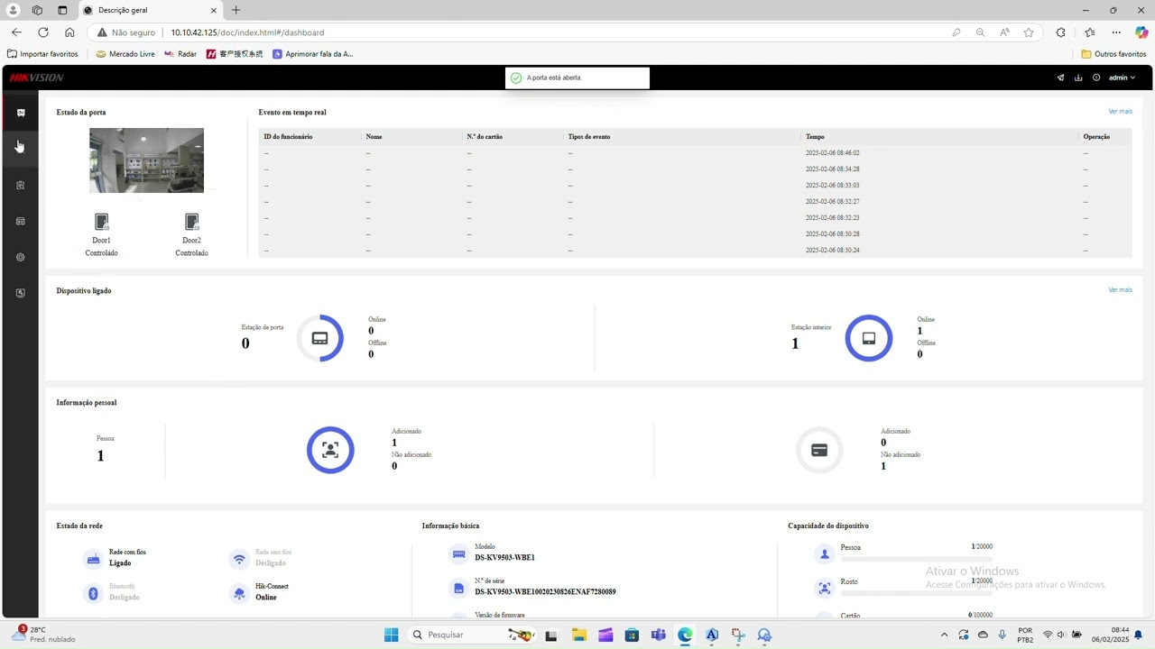 Configurando o Vídeo Porteiro Hikvision DS-KV9503-WBE1: Adicionando uma Pessoa