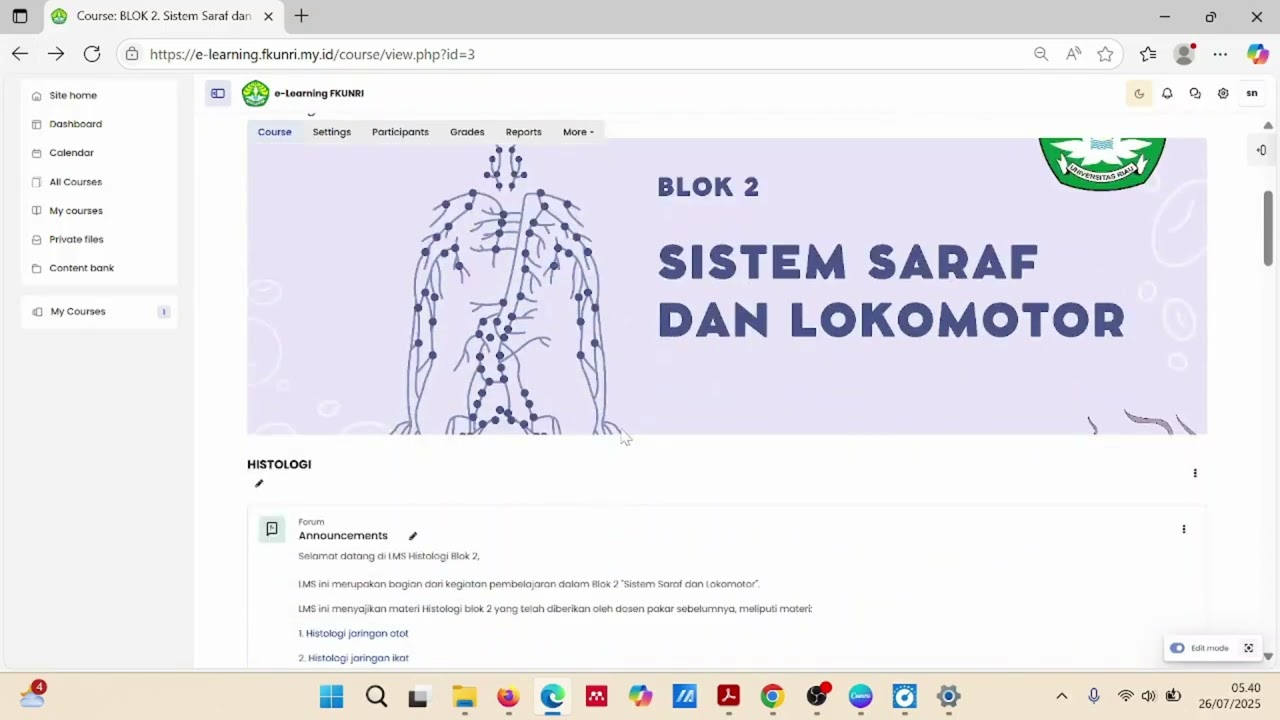 TUTORIAL PENGGUNAAN E-LEARNING MANAGEMENT SYSTEM FK UNRI - UNIT MULTIMEDIA