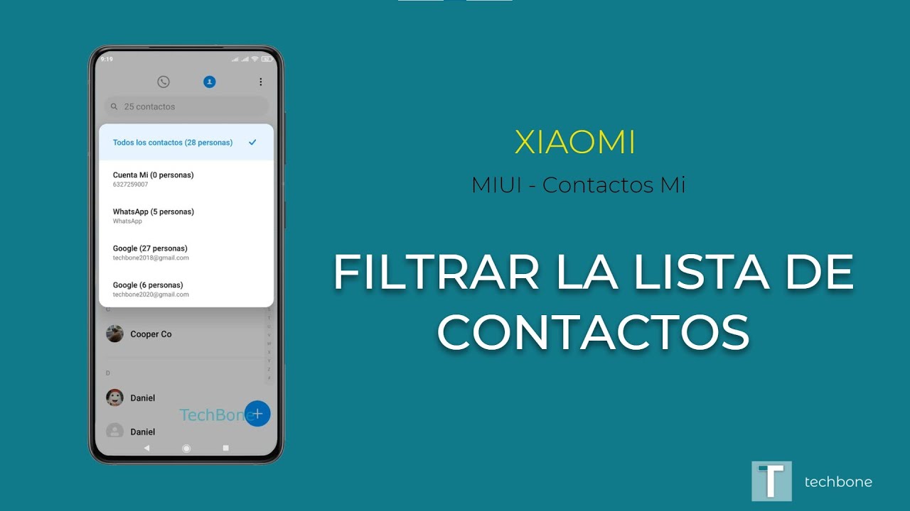 Filtrar lista de contactos - Xiaomi [Mi Contactos]