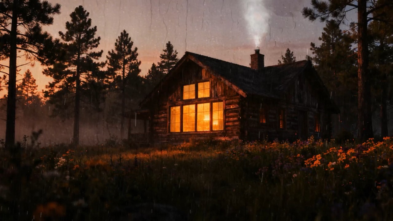 Safe Inside the Cozy Cabin ❄️ Fall Asleep Fast & Relax with Thunder Rain Ambience