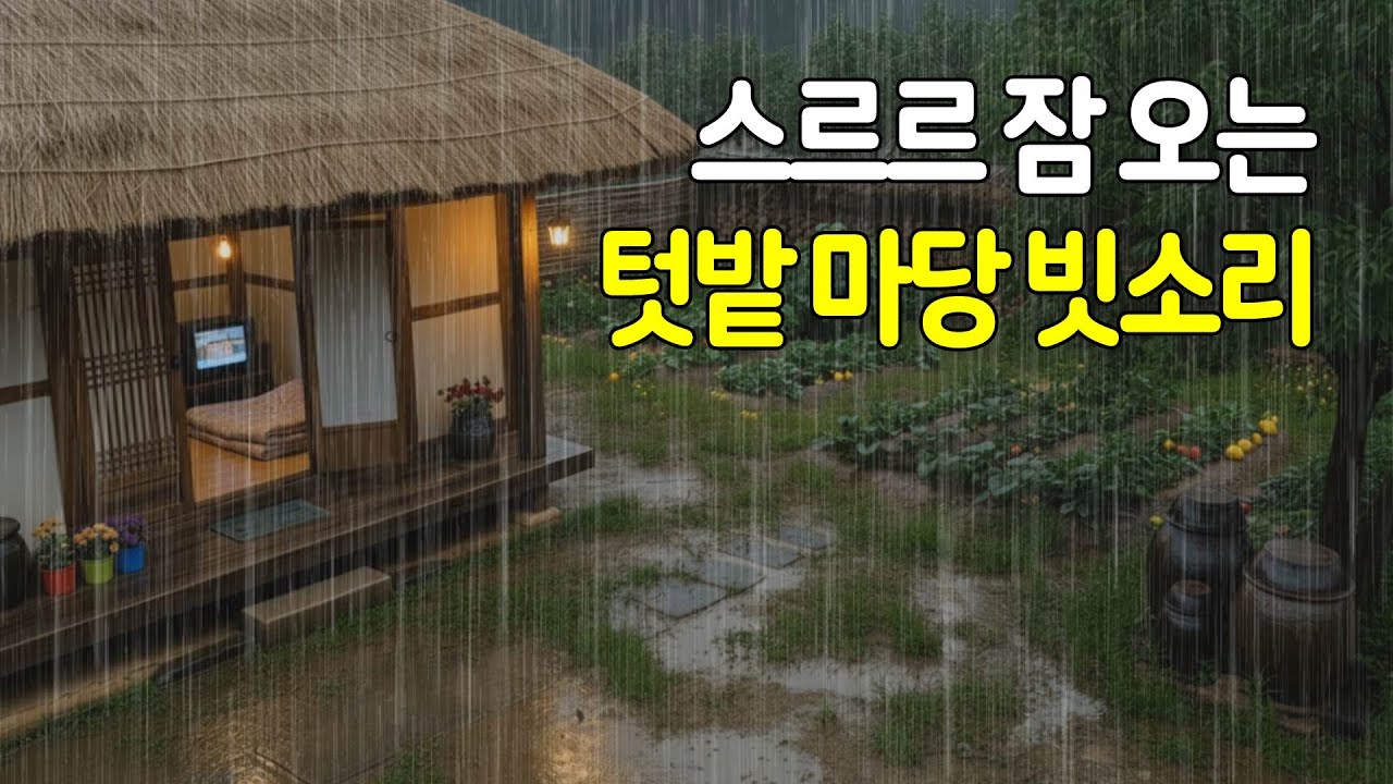 스르르 잠 오는 텃밭 마당 빗소리 | 가장 아늑하고 편안한 수면유도 백색소음 ASMR