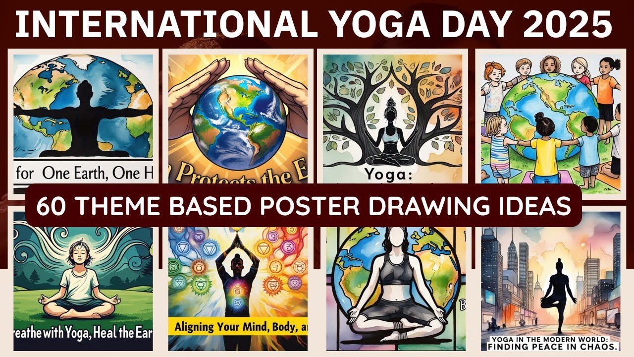 International Yoga Day Poster | Yoga Drawing | One Earth, One Health Poster 2025