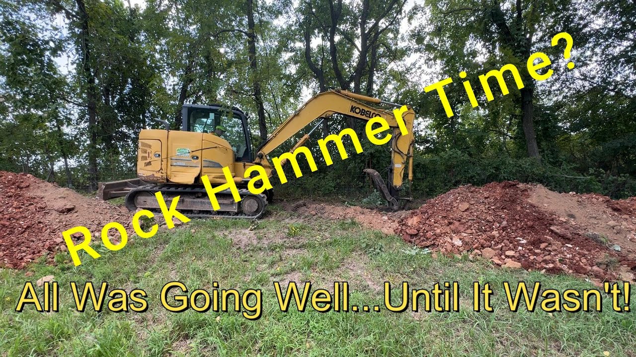 Digging a Trench | Breaking Rock | Installing Conduit & Electric Cable
