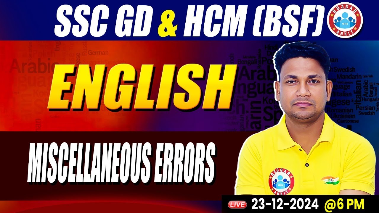 SSC GD English Practice Set, BSF HCM English Class, Miscellaneous Errors English Class, By Rinku Sir