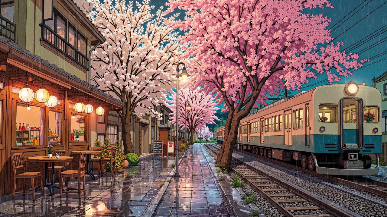 Lofi Rain – Cozy Sakura Train Ride in Kamakura | Lofi Hip Hop Mix to Study & Focus