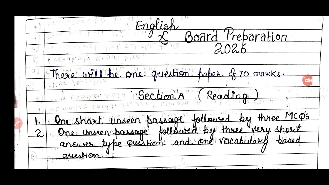 10 English Board exam preparation 2026