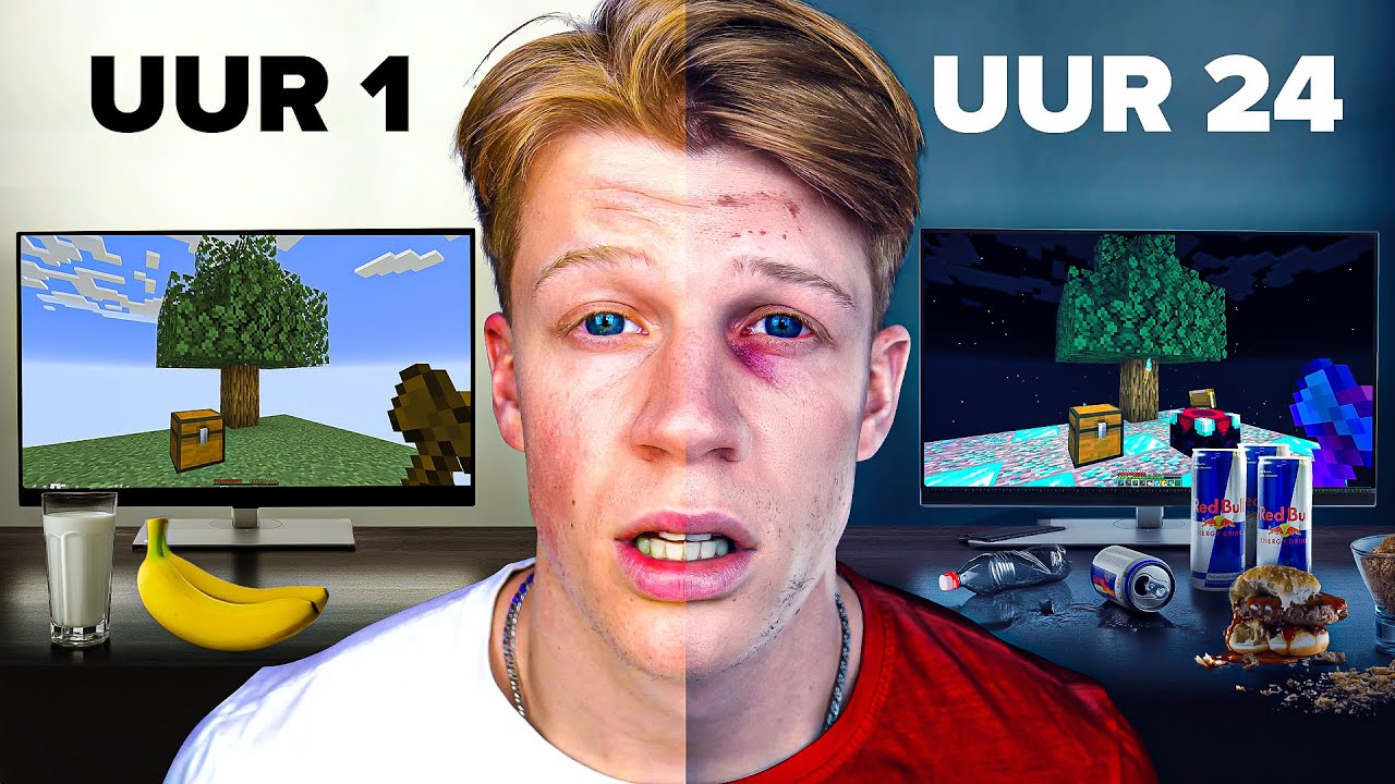 24 HOURS OF MINECRAFT... (but every hour = 1 minute)