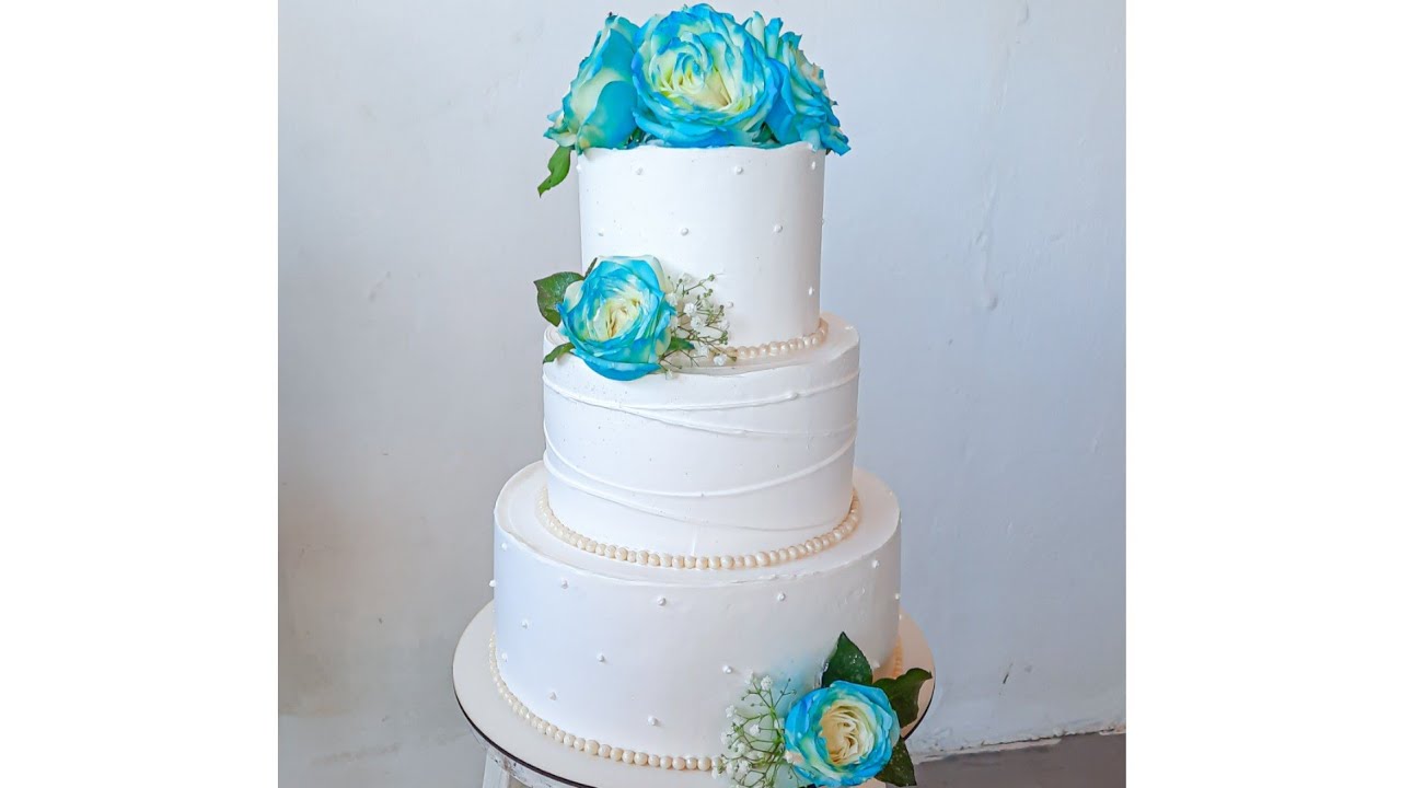 BOLO DE CASAMENTO 3 ANDARES EM CHANTILLY | AZUL SERENITY