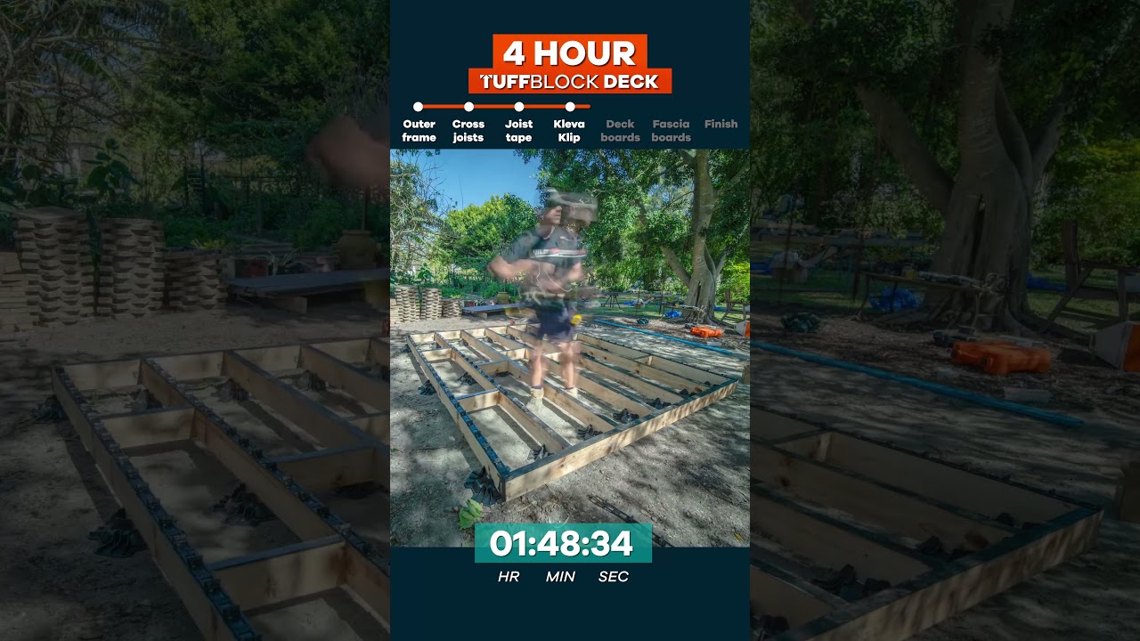 4 Hour Floating Deck (Each Step Timed) Using TuffBlocks #deckbuild #diy #landscaping #deckbuilding