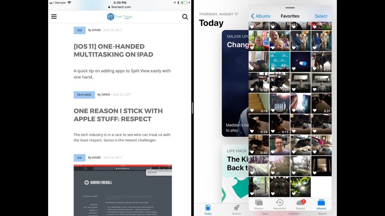 iOS 11 on iPad: One-handed multitasking
