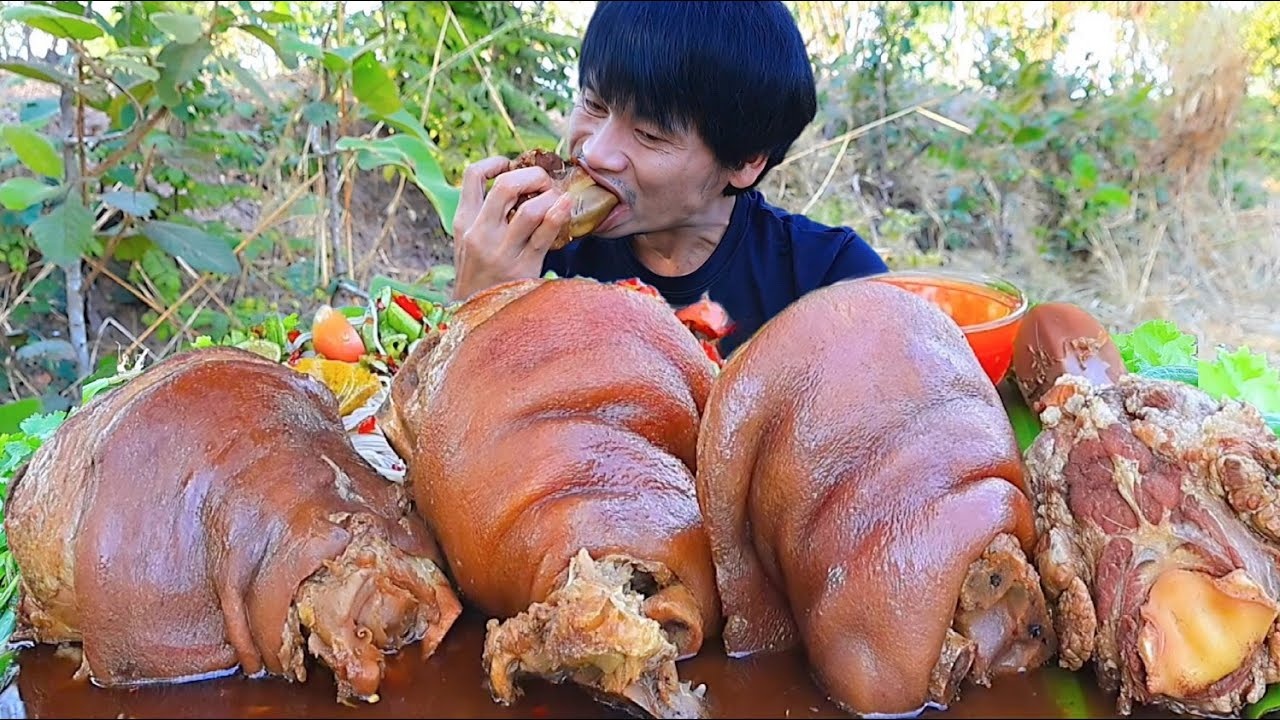 พะโล้ขาหมูจิ้มซีฟู๊ดตำถั่วแกล้มผักสุดแซ่บคักอีหลีครับพี่น้อง ASMR MUKBANG EATING SHOW#โก้อีสานพาแดก 