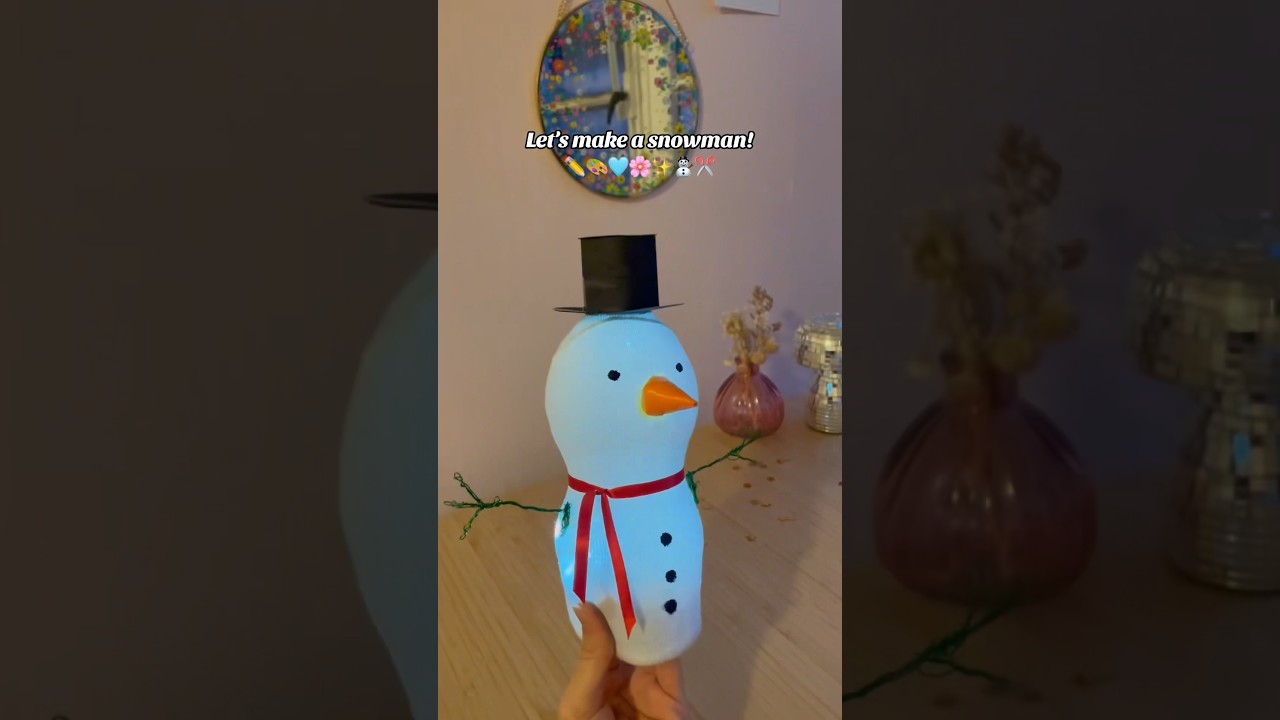 Easy DIY snowman lamp✨ #snowman #sock #craft #easy #art #tutorial #creative #howtomake #inspiration