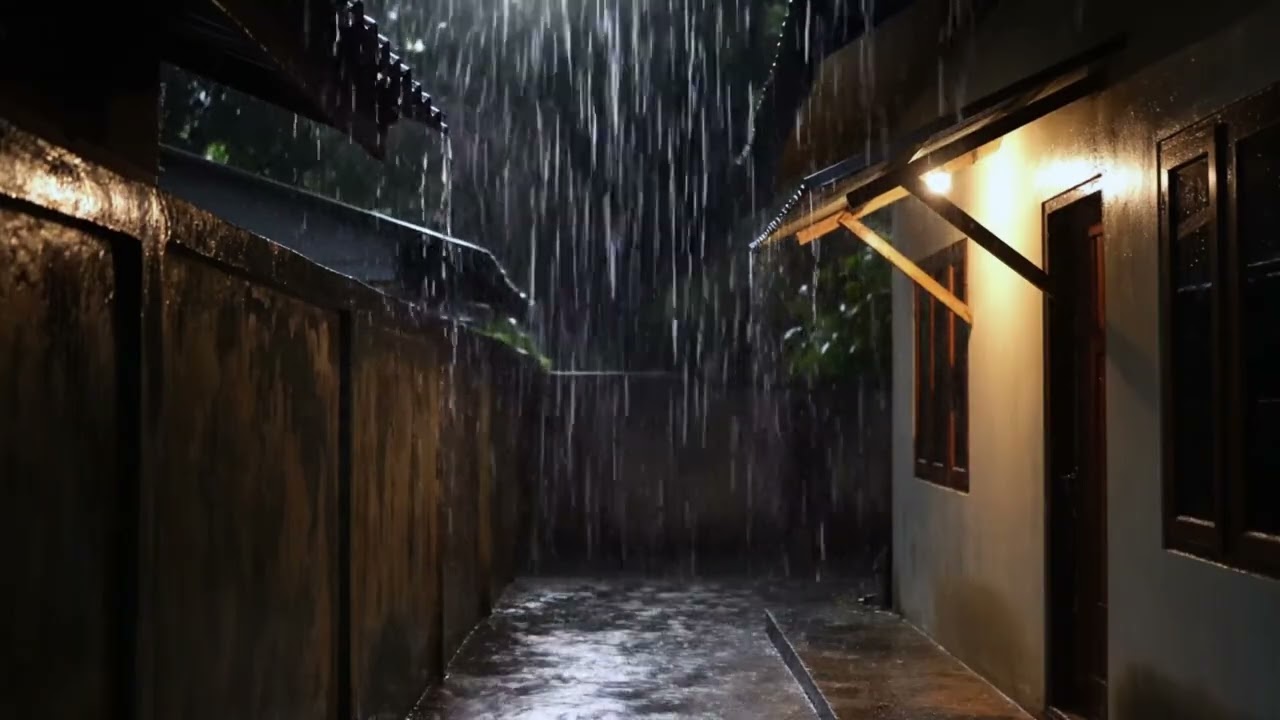 Overcome Stress and Sleep Soundly with the Sound of Heavy Rain & Thunder at Night