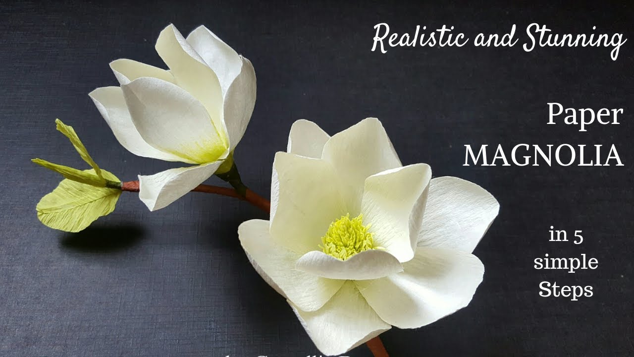 Crepe paper flower, How to make Paper Magnolia flower from crepe paper, white