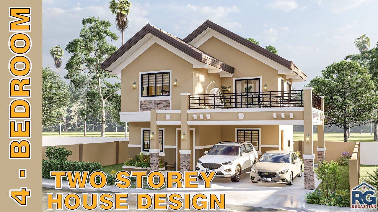 4- Bedroom Two Storey House Design 8.50 x 9.00 m #architecture #house #housetour #housedesign