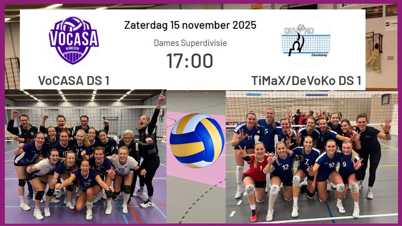 VoCASA D1 - Timax DeVoKo D1 (15 nov 2025, 17.00u) Superdivisie Dames Volleybal