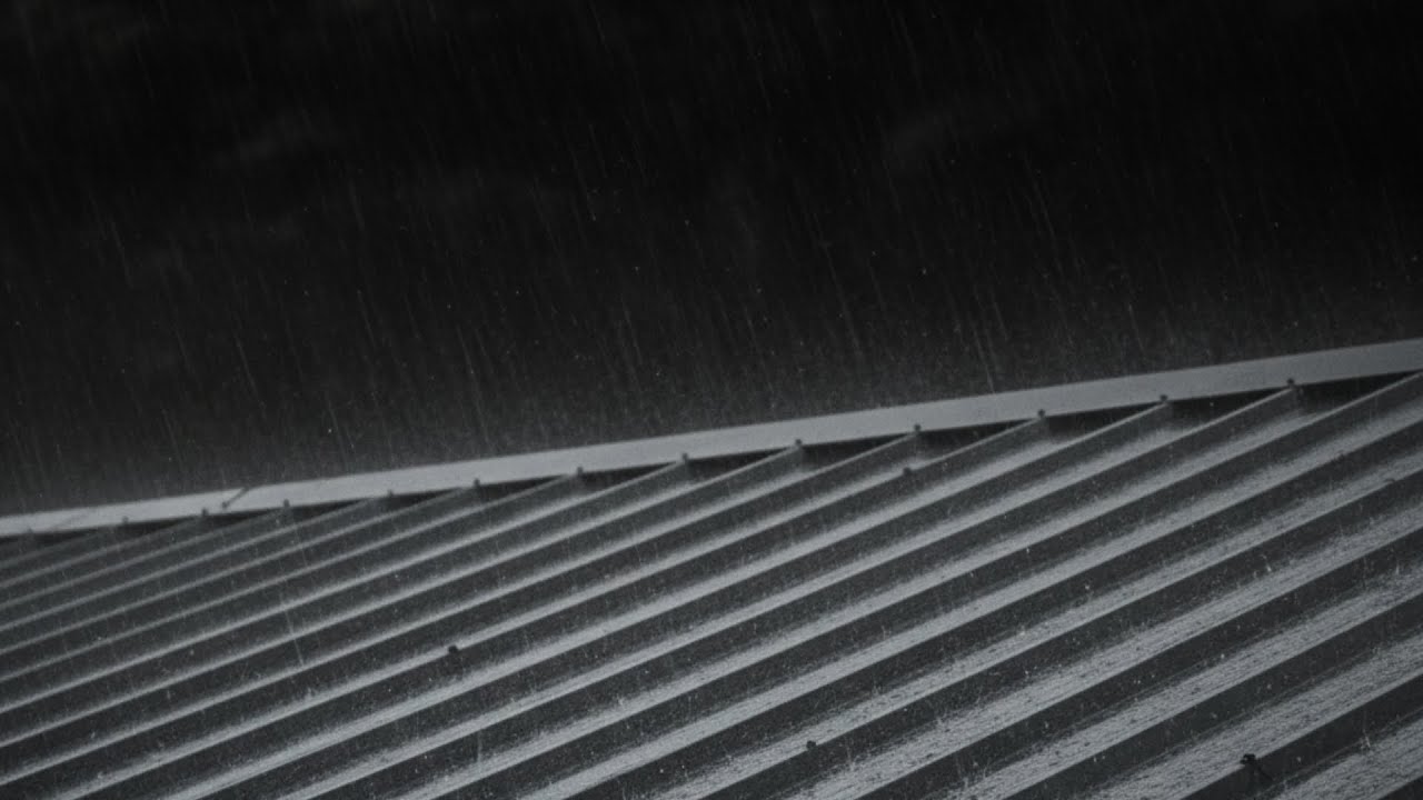 Light Rain on Metal Roofing at Night — 10 Hours Sleep Sounds