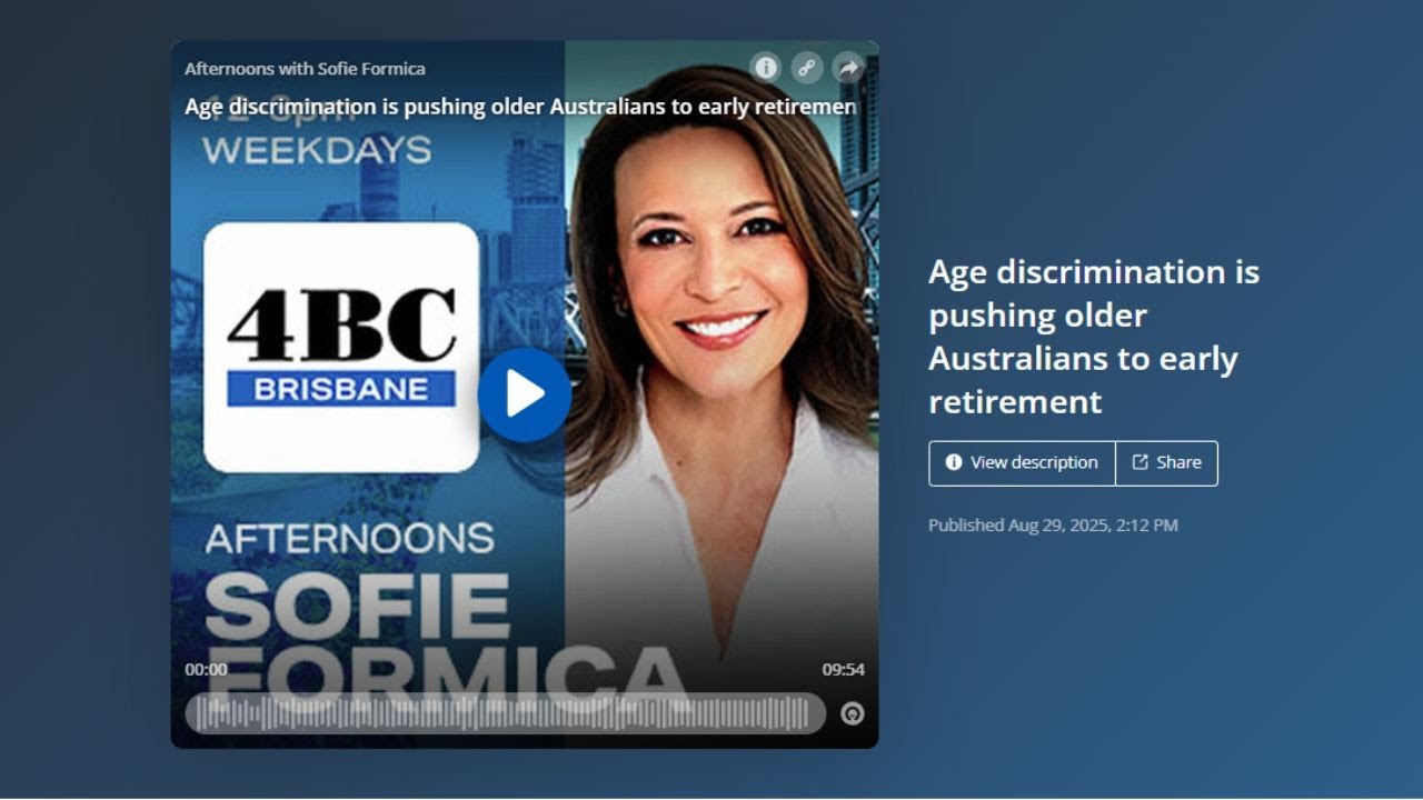 Age discrimination pushing older Australians to early retirement 4BC Radio Brisbane Jason Matthews
