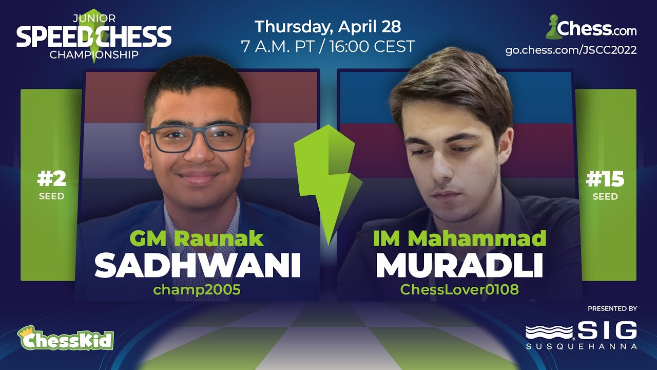 Raunak Sadhwani vs. Muradli | Junior Speed Chess Championship 2022 | Round of 16