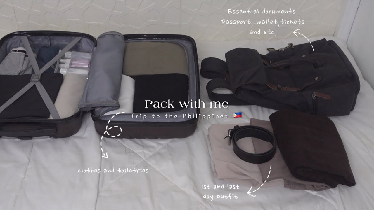 minimalist pack with me || My travel essentials, backpack, toiletries, travel to the Philippines
