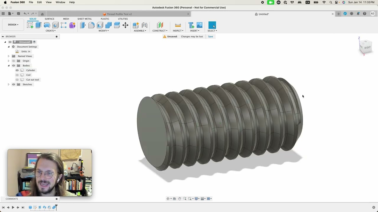Custom thread design in Fusion 360
