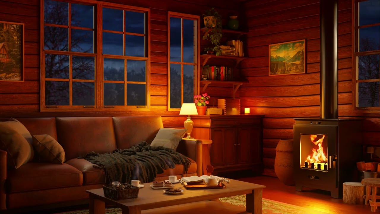 🔥 Cozy Warm Cabin Fireplace Ambience | Relax & Deep Sleep