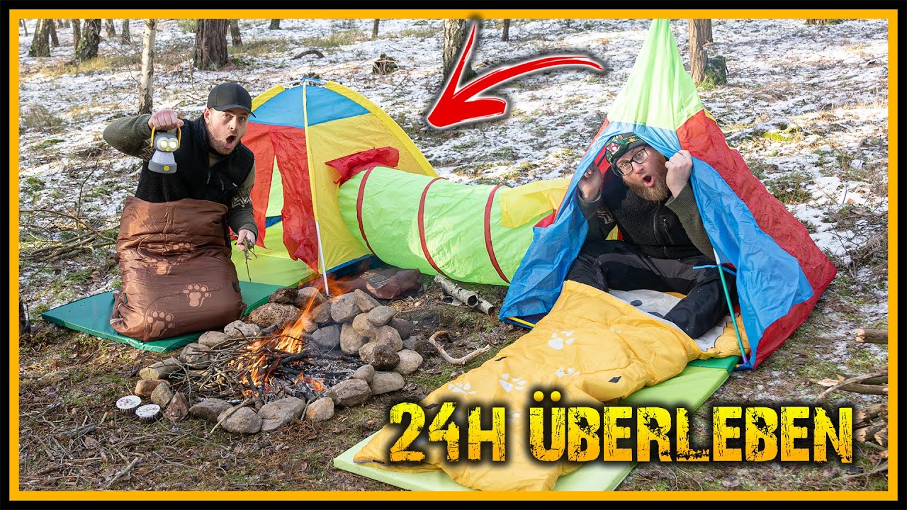 Mit KINDER AUSR&Uuml;STUNG 24H bei -5&deg;C im Wald &uuml;berleben - War es zwei Wochen krank sein wert!? Survival