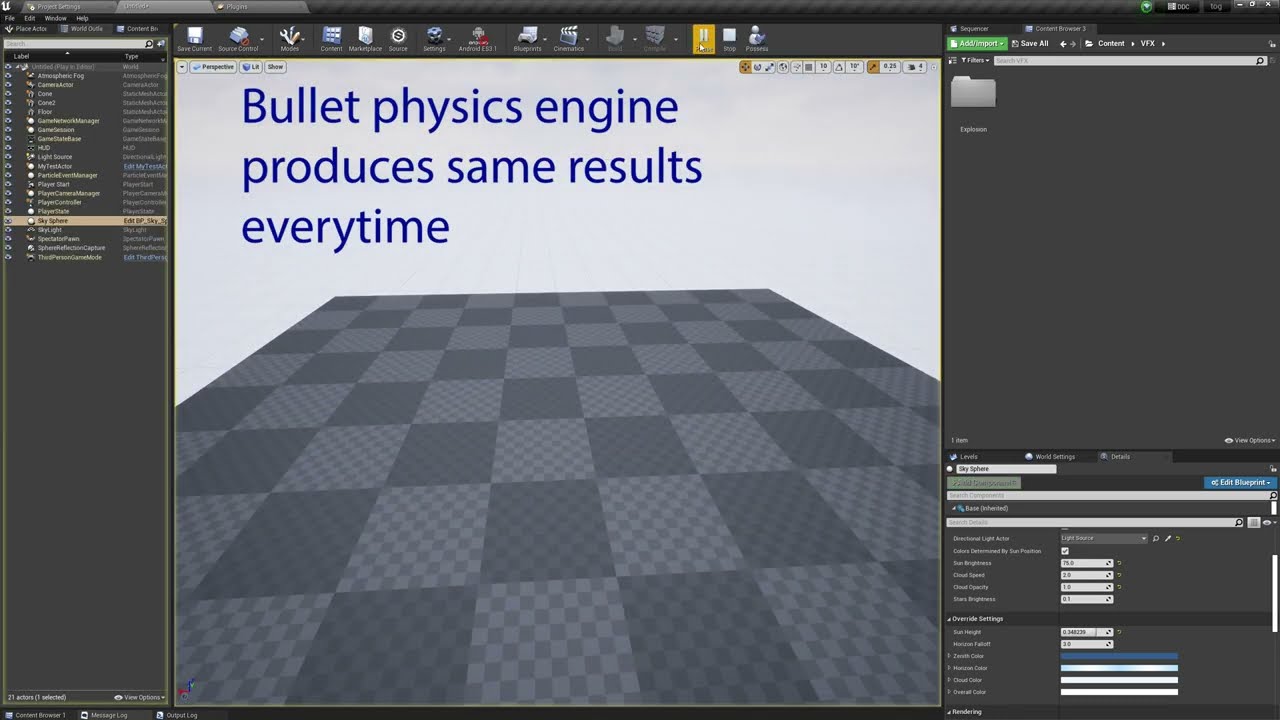 Unreal engine default physics (physx) vs Bullet physics engine Direct comparison