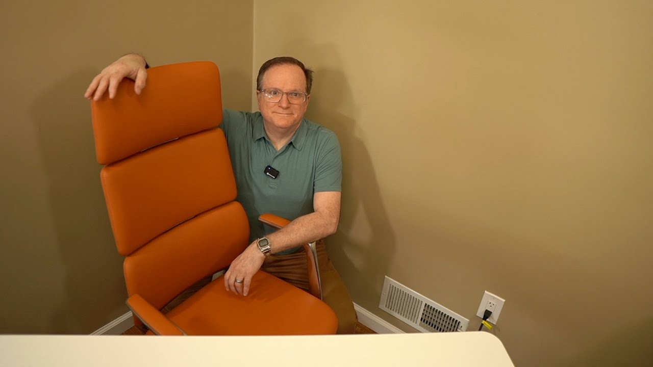 Executive Leather Office Chair, High Back with Headrest