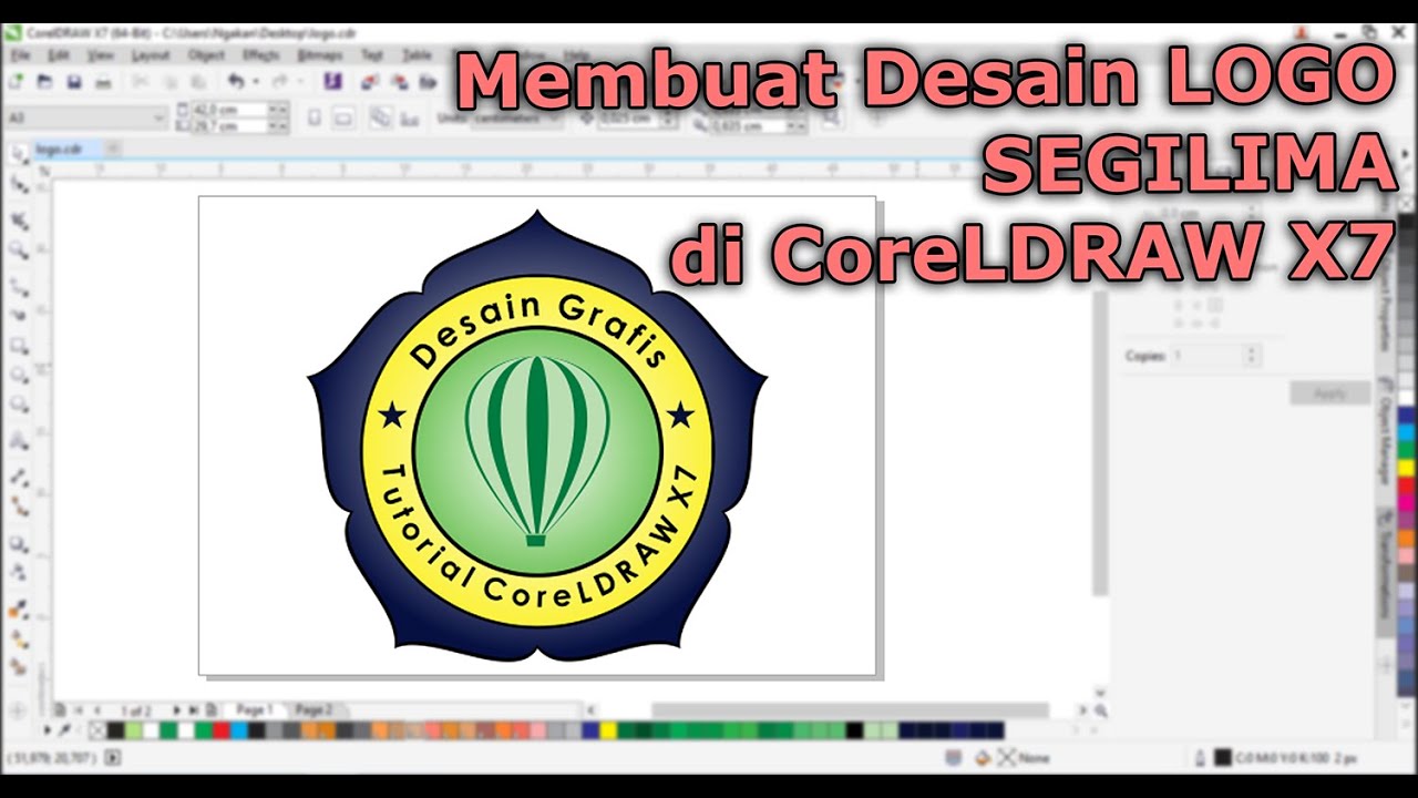CoreLDRAW X7: Membuat Desain Logo Segi Lima #coreldraw #logo