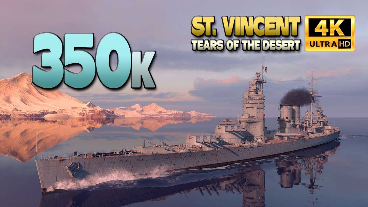 линкор «Сент-Винсент»: Хороший результат на карте «Слезы пустыни» - World of Warships