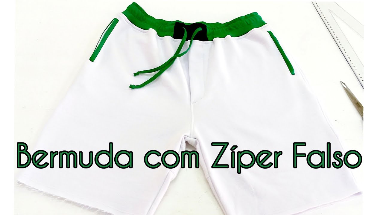 Como fazer Bermuda Masculina com Vista Falsa .. Z&iacute;per Falso  Corte e Costura f&aacute;cil f&aacute;cil.