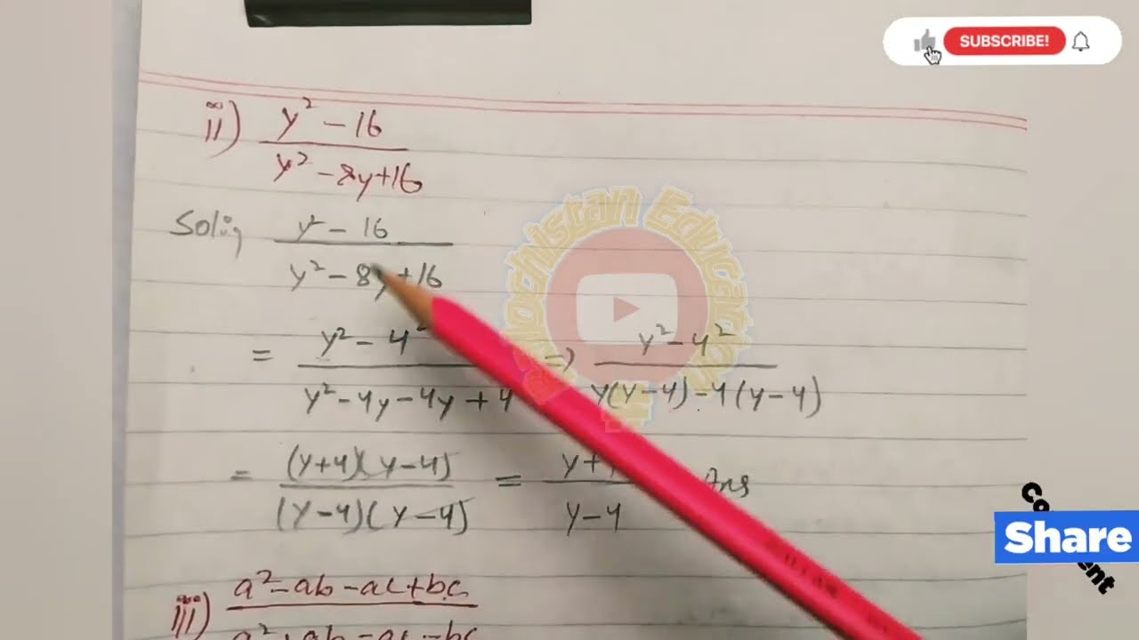 Q.no.2 Exercise 4.1 / Factorization of rational expressions / class9 math Balochistan board