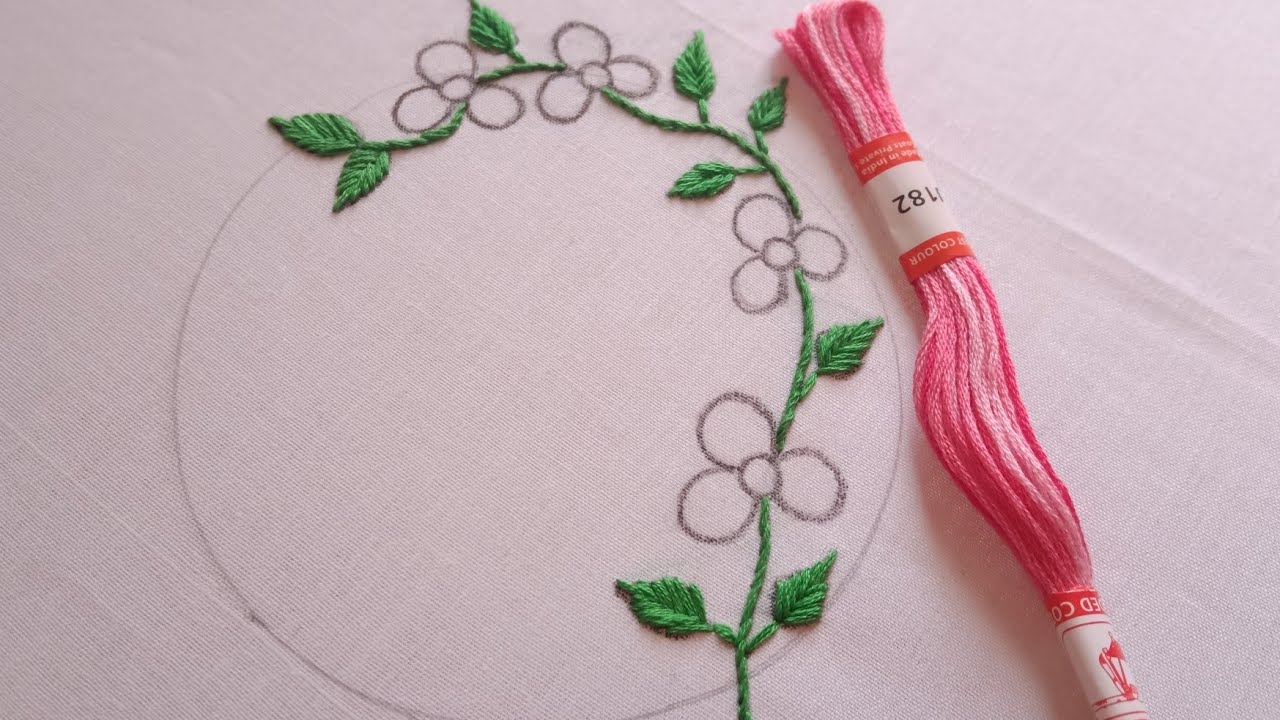 Hand embroidery circle design, hand embroidery flower design by Poonam embroidery studio