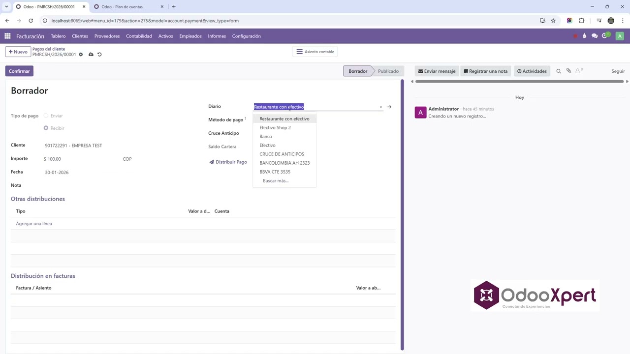 OdooXpert - Recaudos - Configurar consecutivos de recaudos y egresos