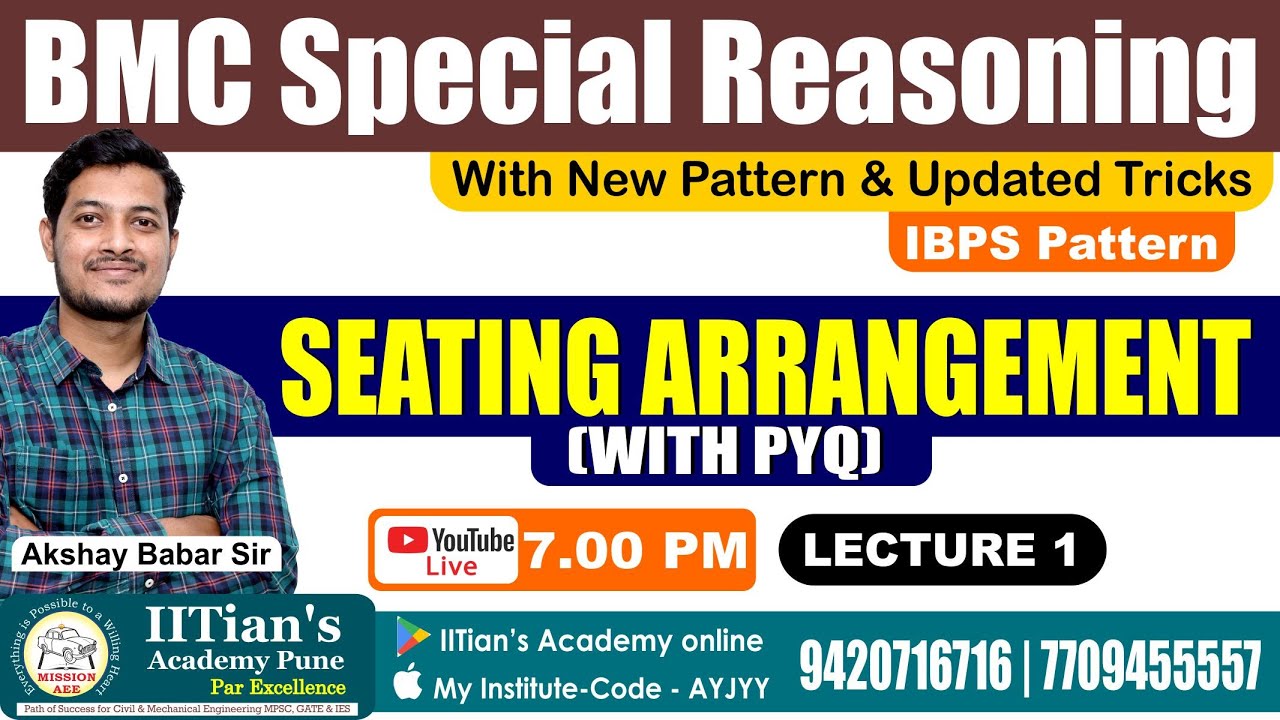 Seating Arrangement  (With PYQ) | L1 | By Akshay Babar Sir | BMC Special Reasoning Batch #reasoning