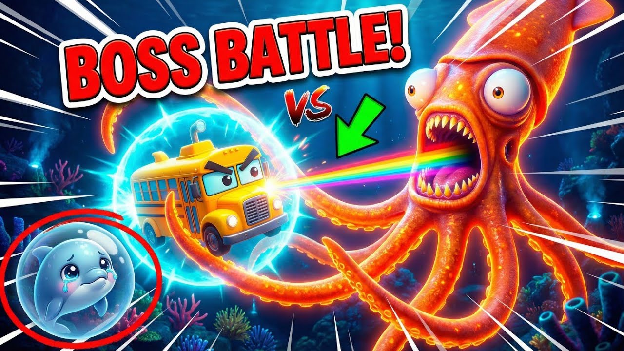 SUBMARINE BUS vs GIANT SQUID! 🦑🌊 Deep Sea Rescue Mission | Happy Bus