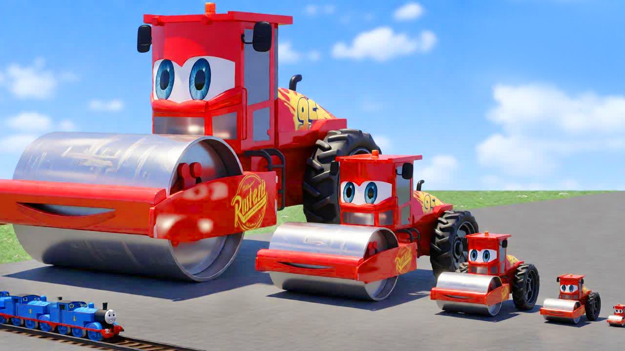 Big & Small: Road Roller Lightning McQueen vs Thomas Trains | BeamNG.drive Gameplay