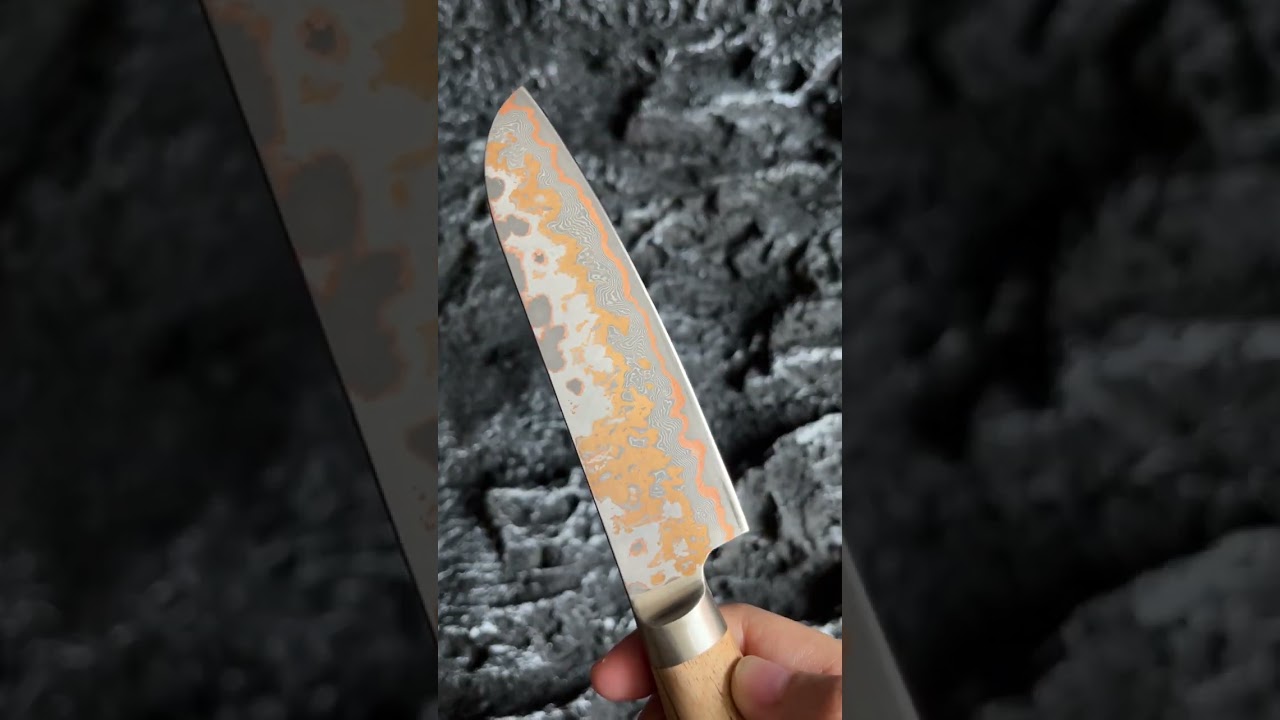 YOUSUNLONG New products New style Hand-made Copper Damascus steel Blade Kitchen Knives